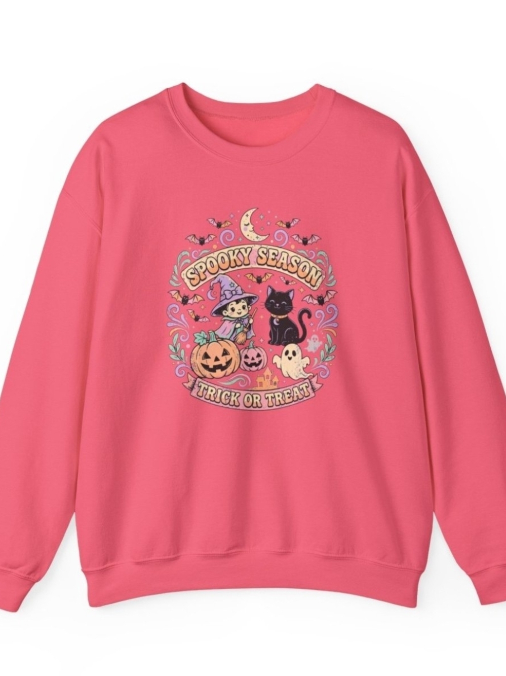 'Spooky Season' Pink Halloween Sweatshirt Heavy Blend Crewneck
